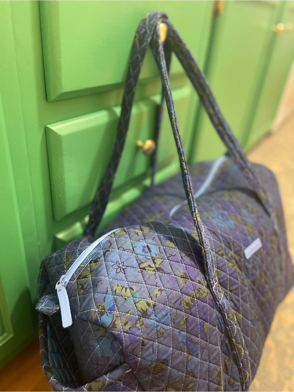 Vera Bradley Quilted Floral Travel Duffel in Purple and Green